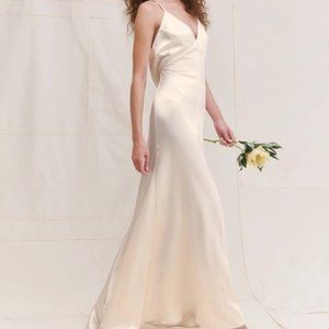 NWT Reformation Sky Maxi Dress Crossed Back Strap 100% Silk - Ivory